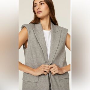 BOSS Women's Regular Fit Open Front Cap Sleeve Gray Jelonna Vest Sz 8